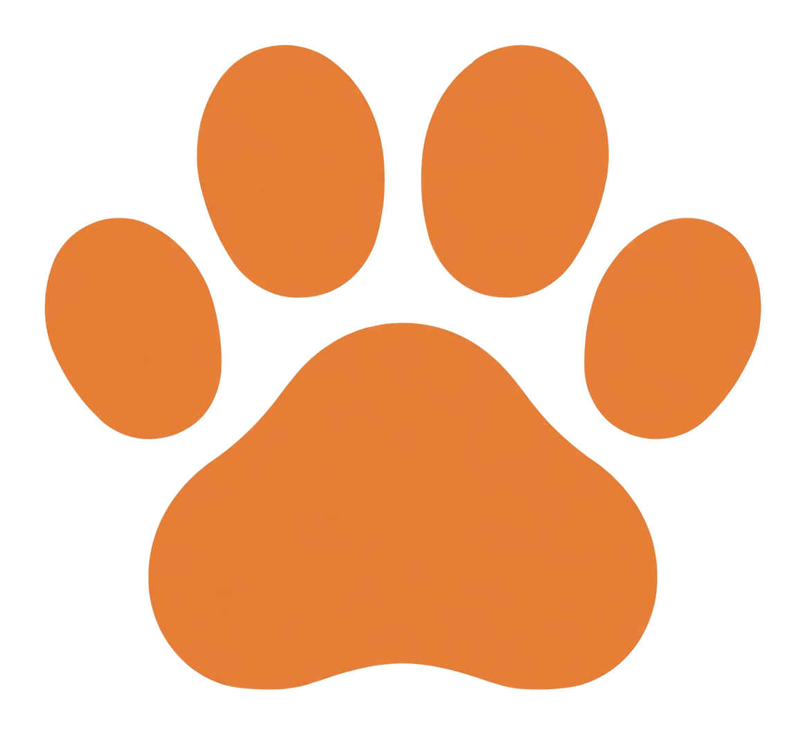 PawsGuide logo - orange paw print, transparent background
